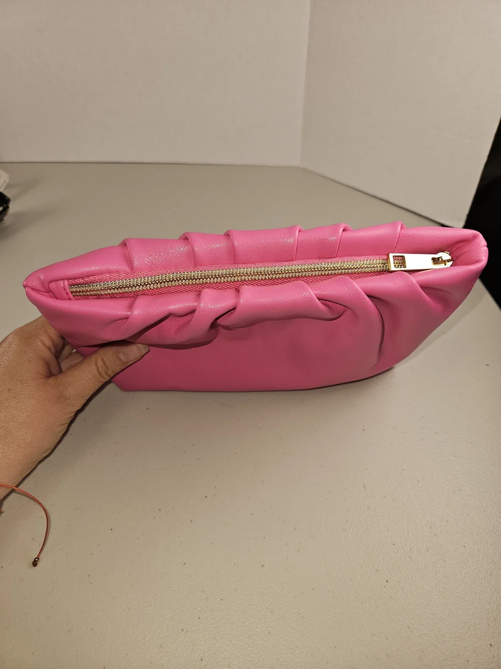 Elizabeth Arden Bright Pink Ruched Cosmetic Clutch